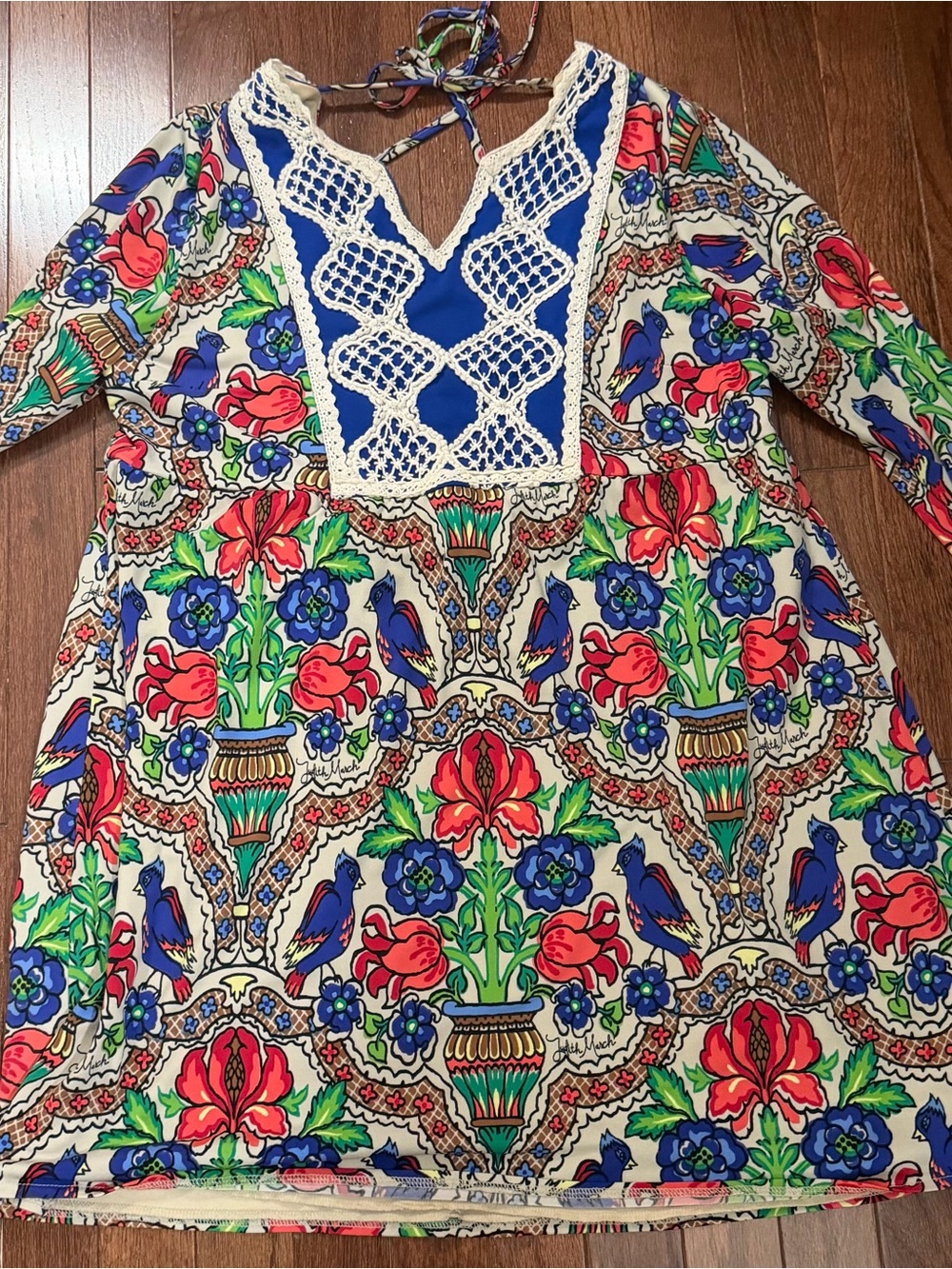 Judith March Floral Lace-Trim Dress in Multicolor